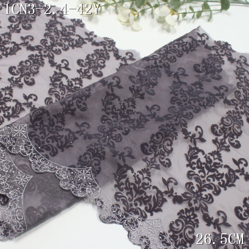 FREEDOMBEAUTY | [1Pack] Multi-color chiffon mesh full-width flocking pattern embroidery lace 28cm clothing accessories home textile lace accessories