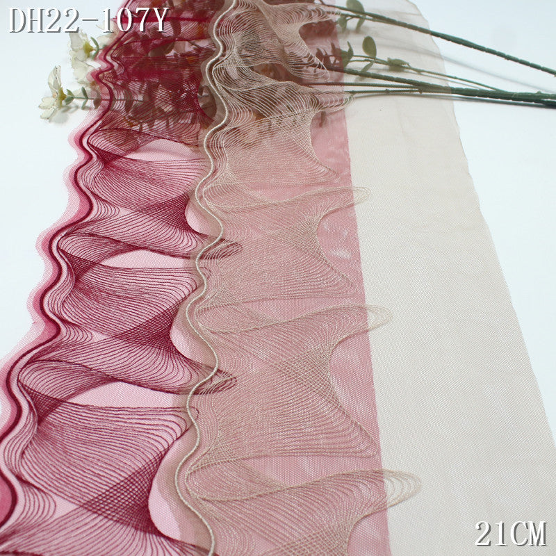 FREEDOMBEAUTY | Light mesh embroidery lace modern wind wave curve, shirt skirt decoration clothing lace accessories DIY