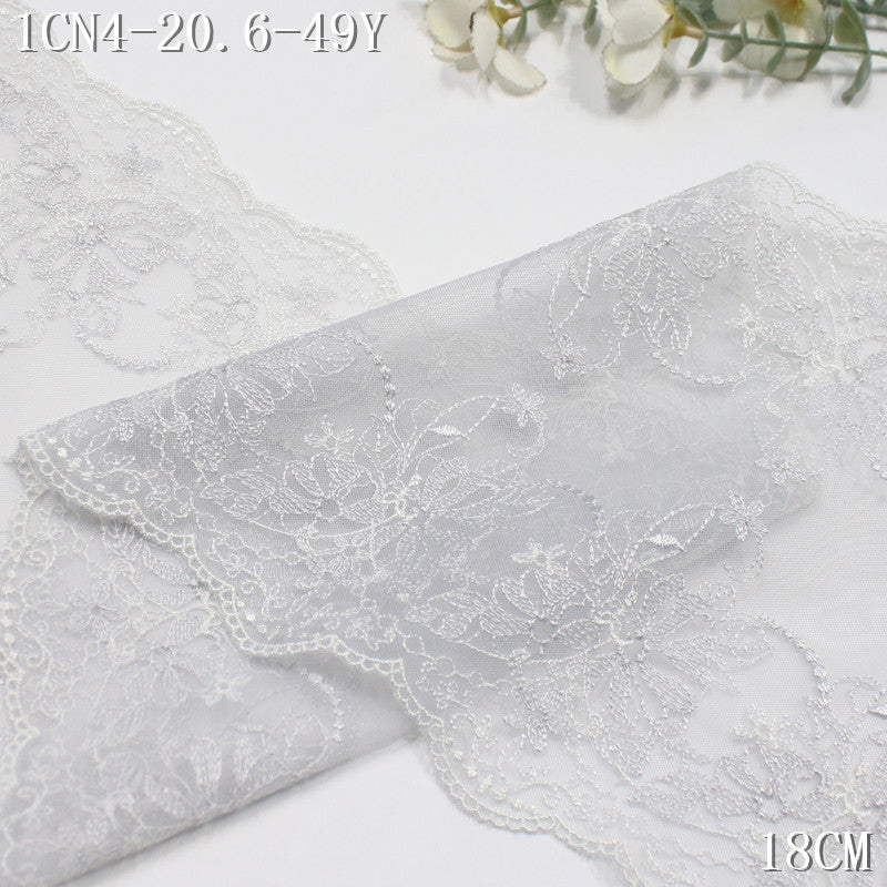 FREEDOMBEAUTY | Bilateral French fine pattern mesh embroidered lace 24cm skirt wedding headgear lace accessories