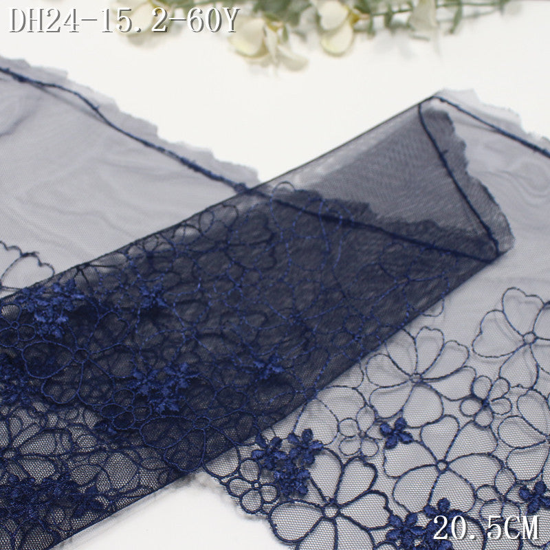 FREEDOMBEAUTY | Navy blue half-width flower light mesh embroidery lace, clothing underwear lace accessories DIY