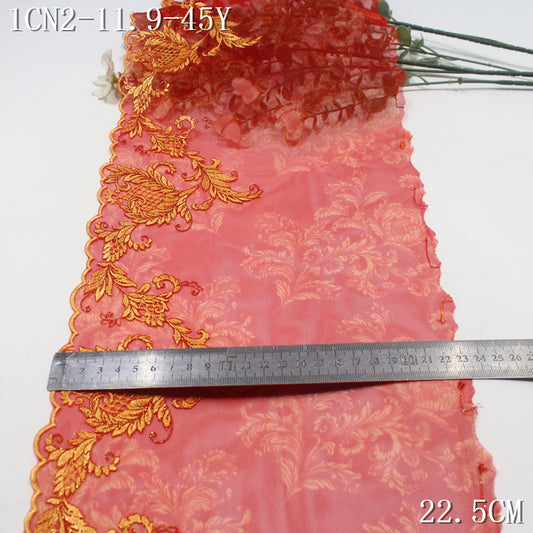 FREEDOMBEAUTY | [1Pack] Elegant three-color printing mesh unilateral exquisite gold thread pattern embroidery 23cm clothing accessories
