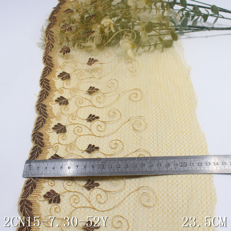 FREEDOMBEAUTY | Gold lace mesh gold thread leaf-rolled embroidery lace, luxury dress DIY lace accessories