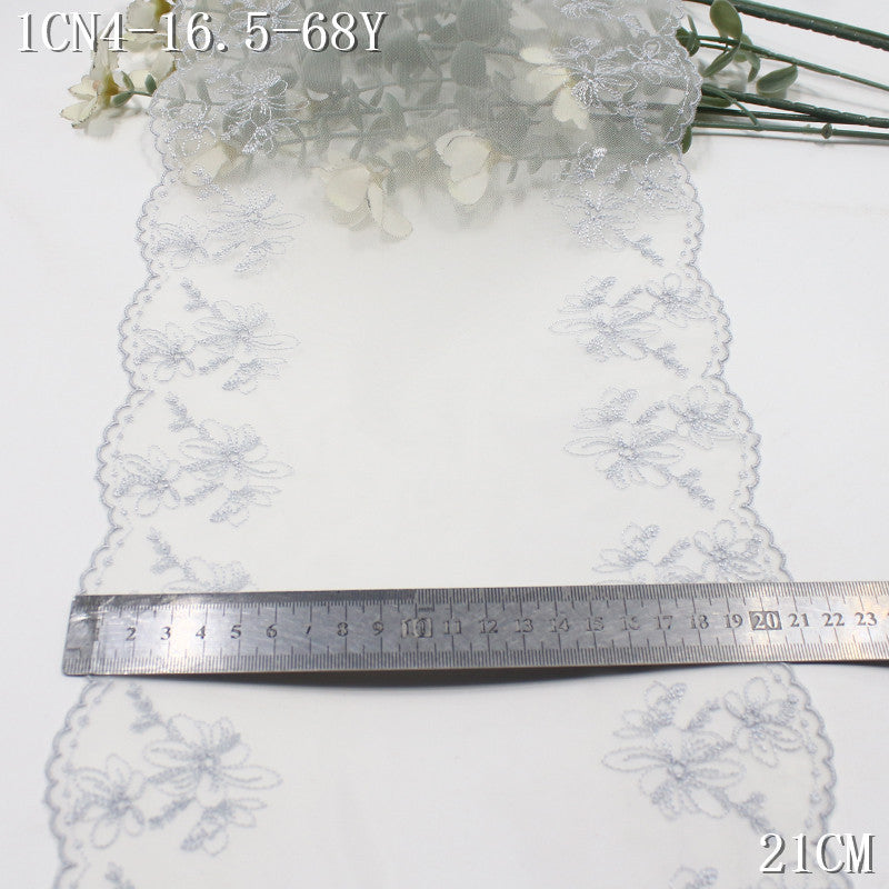 FREEDOMBEAUTY | [1Pack] Off-white bilateral simple and exquisite small flower mesh yarn embroidered lace 22cm skirt dress lace accessories