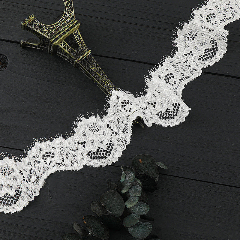 FREEDOMBEAUTY | [stretch] White hollow lace lace accessories, wavy lace edges, small fresh clothing home textile elastic lace accessories