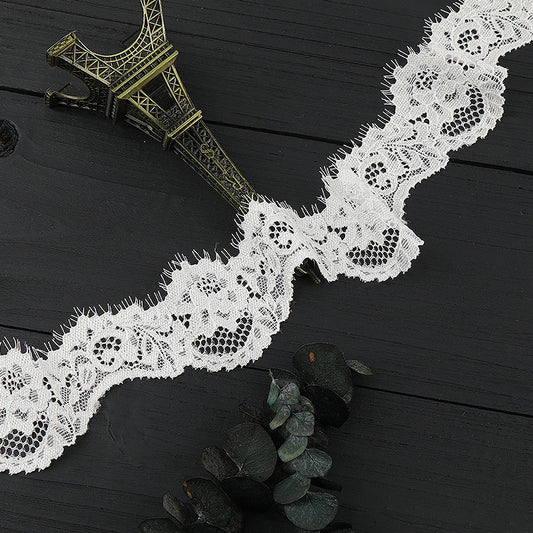 FREEDOMBEAUTY | [stretch] White hollow lace lace accessories, wavy lace edges, small fresh clothing home textile elastic lace accessories