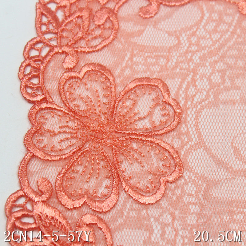 FREEDOMBEAUTY | Orange printed mesh yarn exquisite flower embroidery lace, clothing accessories lace accessories DIY