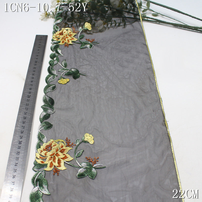 FREEDOMBEAUTY | Classical two-color gradual change silver thread flower mesh embroidery lace, dress skirt underwear lace accessories