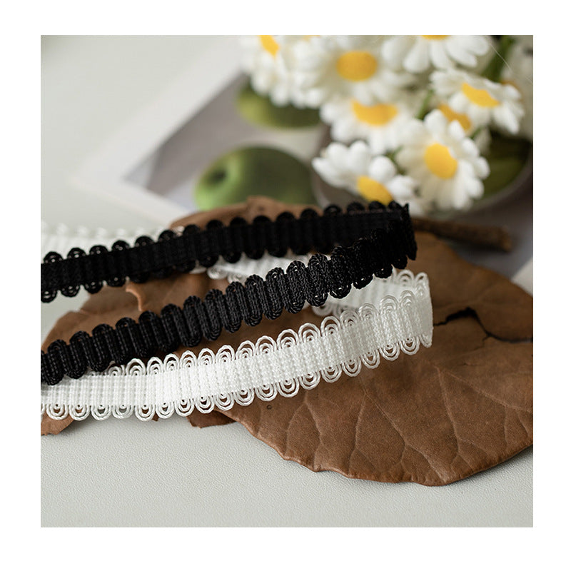 FREEDOMBEAUTY | Factory Direct 1.2CM Elastic Elastic Bud Belt Black and White Spot, Triple Bud Toy Doll Clothing Decorative Belt