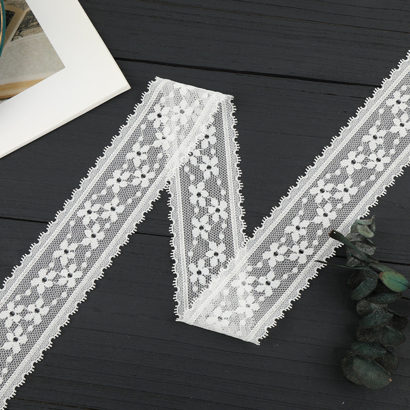 FREEDOMBEAUTY | [stretch] 5.5cm white lace, non-elastic nylon lace, home textile Lolita lace accessories