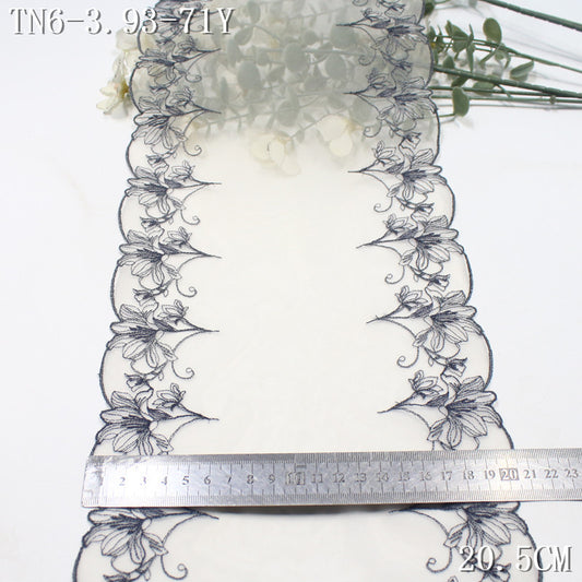 FREEDOMBEAUTY | [1pack] White mesh embroidery lace bilateral elegant flower clusters 18cm wedding hanfu skirt decoration lace lace accessories