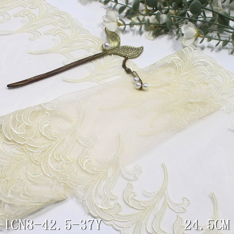 FREEDOMBEAUTY | [1pack] Light mesh embroidery lace elegant bilateral curl grass pattern, underwear tube top home textile lace accessories
