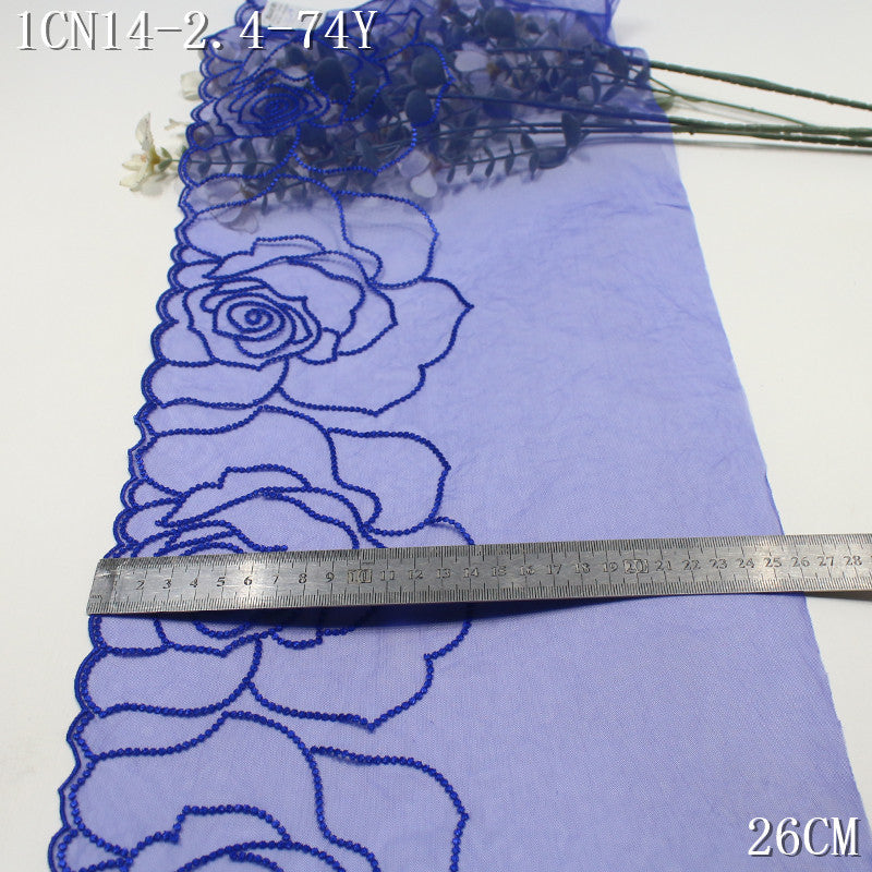 FREEDOMBEAUTY | Simple three-color mesh yarn half-width rose pattern embroidery lace 21cm clothing accessories lace accessories