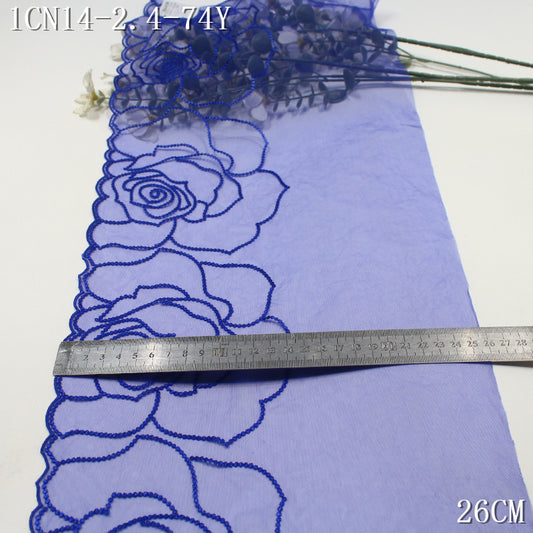 FREEDOMBEAUTY | Simple three-color mesh yarn half-width rose pattern embroidery lace 21cm clothing accessories lace accessories