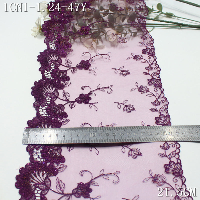 FREEDOMBEAUTY |  multi-color water-soluble embroidery lace exquisite sequined silver thread flowers, skirt wedding dress DIY lace accessories