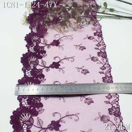 FREEDOMBEAUTY |  multi-color water-soluble embroidery lace exquisite sequined silver thread flowers, skirt wedding dress DIY lace accessories