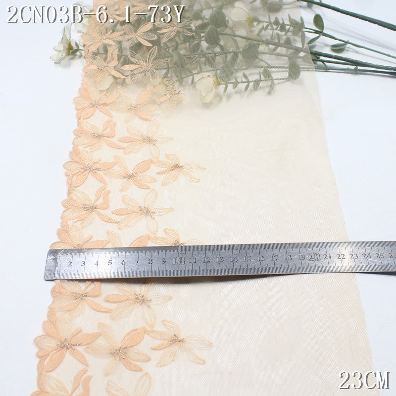 FREEDOMBEAUTY | [1Pack] Multi-color scattered gold thread flower simple and fashionable mesh embroidery lace, dress skirt DIY lace accessories