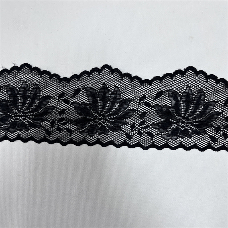 FREEDOMBEAUTY | Factory direct sales, elegant hollow 11-leaf flower hollow wavy pattern 9CM elastic lace accessories DIY handmade