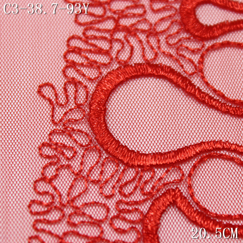 FREEDOMBEAUTY | Light mesh embroidery lace streamline flame pattern, clothing underwear curtain lace accessories