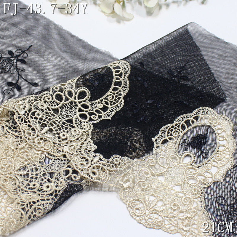FREEDOMBEAUTY |  retro mirror flower water moon wind exquisite water-soluble embroidery lace, high-end clothing dressing lace accessories