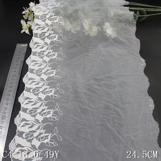 FREEDOMBEAUTY | [1Pack] White light mesh simple flower embroidery lace wedding dress headgear home throw pillow lace lace accessories
