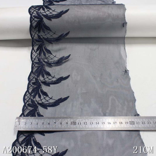 FREEDOMBEAUTY | Simple modern polyester thread leaf cluster embroidery lace, accessories wholesale DIY curtain accessories lace accessories