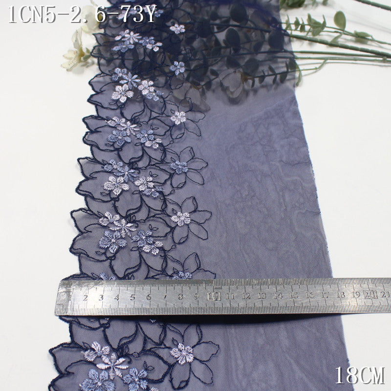 FREEDOMBEAUTY | Navy blue classic flower bloom mesh embroidery lace, clothing skirt hair band lace accessories