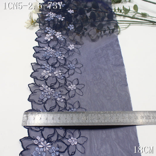 FREEDOMBEAUTY | Navy blue classic flower bloom mesh embroidery lace, clothing skirt hair band lace accessories