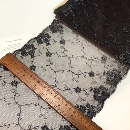 FREEDOMBEAUTY | Spot black and gray bilateral mesh embroidery lace accessories DIY design clothing fabric