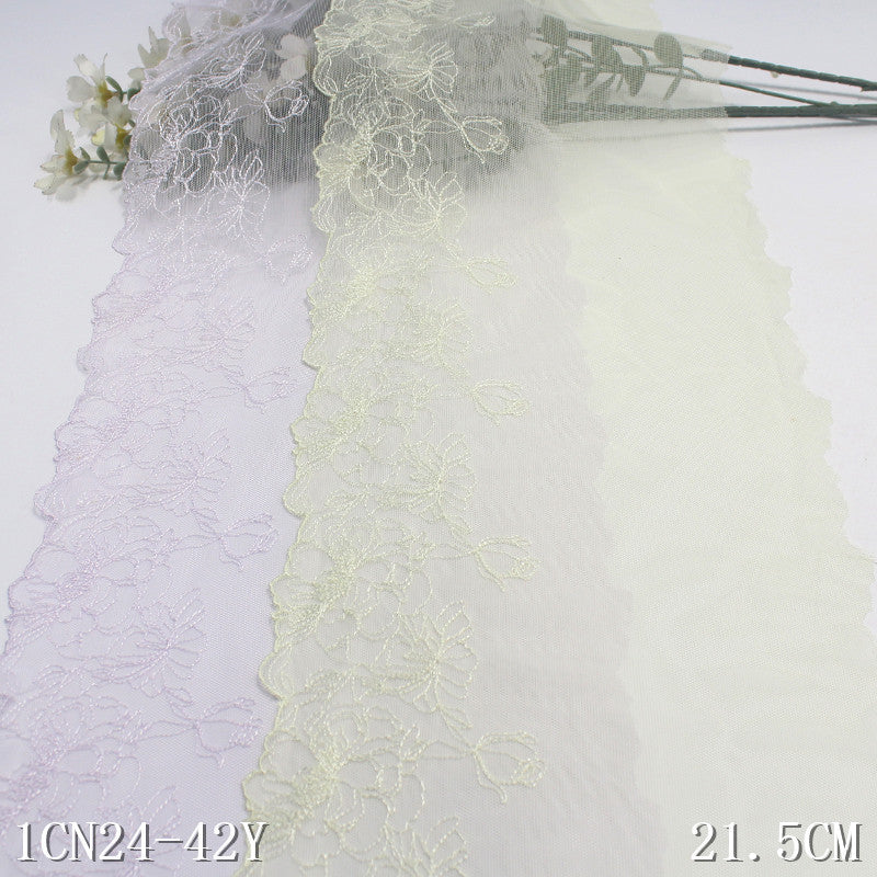 FREEDOMBEAUTY | Light-colored line-tracing flower mesh yarn embroidered lace 21cm skirt veil DIY lace lace accessories