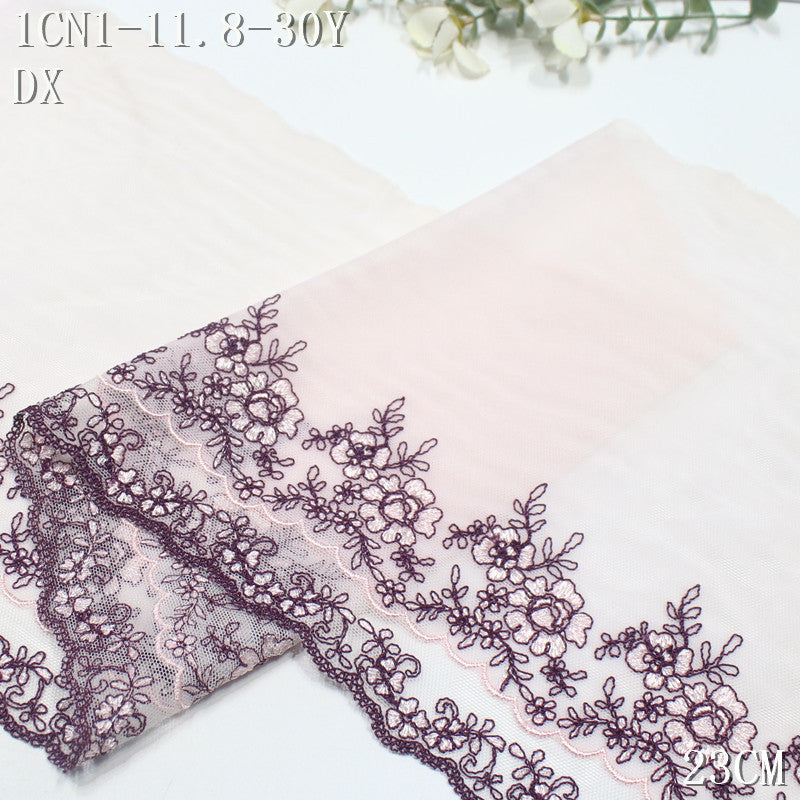 FREEDOMBEAUTY | [1Pack] Two-color double-layer splicing mesh embroidery lace retro floral 23cm drama dance suit lace accessories DIY