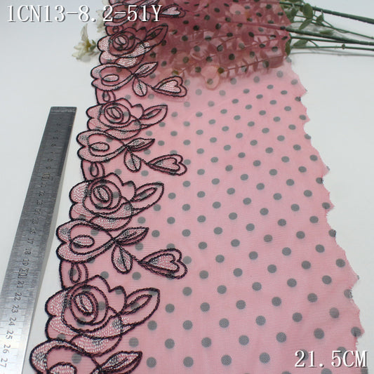 FREEDOMBEAUTY | Polka dot mesh embroidery lace rose heart, dress baby dress with lace lace accessories DIY