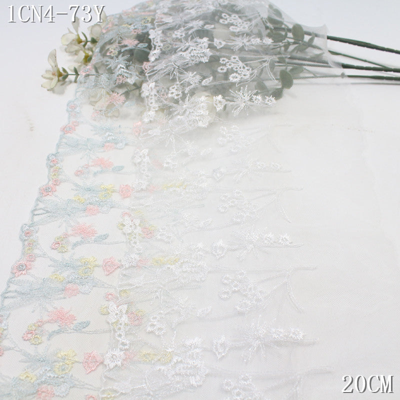 FREEDOMBEAUTY | [1Pack] Colored Plant Flower Clusters Small Fresh Mesh Embroidery Lace 20cm Skirt Wedding Curtain Lace Accessories