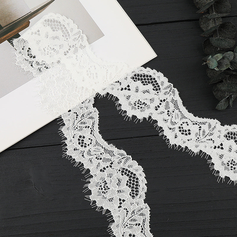 FREEDOMBEAUTY | [stretch] White hollow lace lace accessories, wavy lace edges, small fresh clothing home textile elastic lace accessories