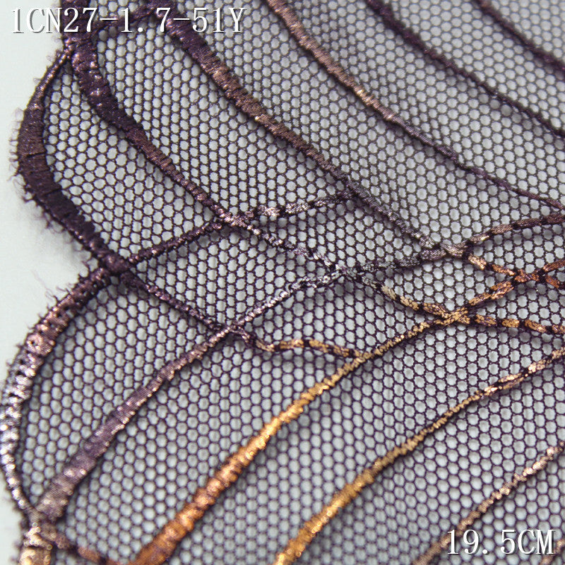 FREEDOMBEAUTY |  mesh embroidery lace minimalist style bronzing curve pattern, fashion dress underwear lace accessories
