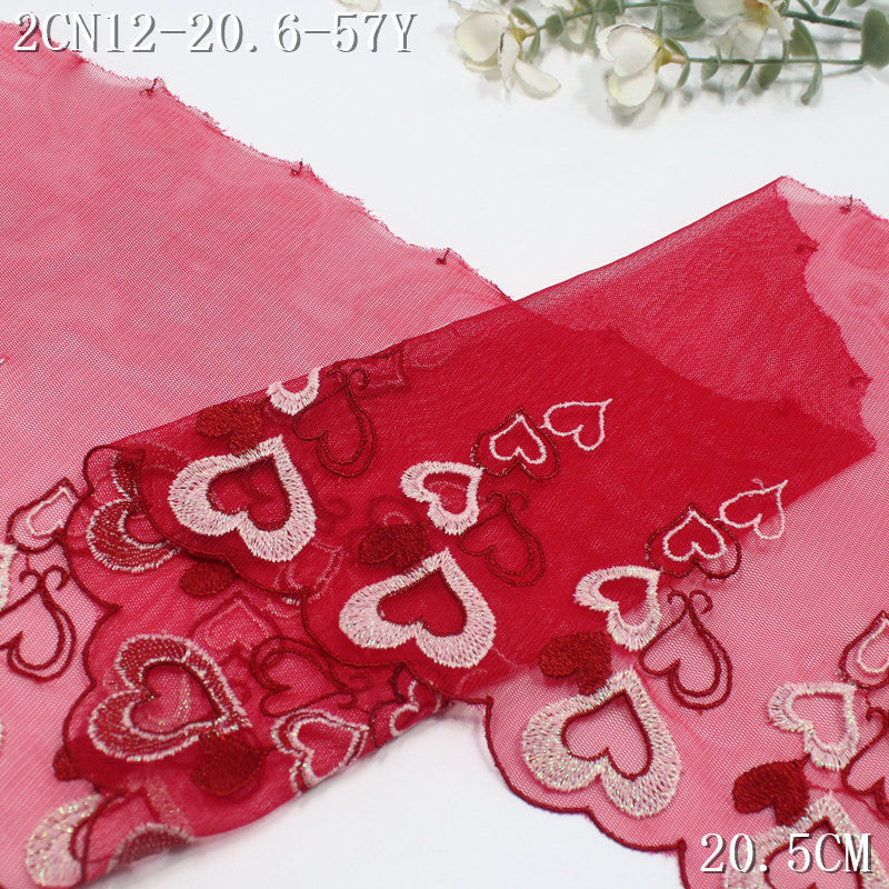 FREEDOMBEAUTY | [1Pack] Christmas love pattern holiday dress embroidery lace, rose red lace lace clothing accessories