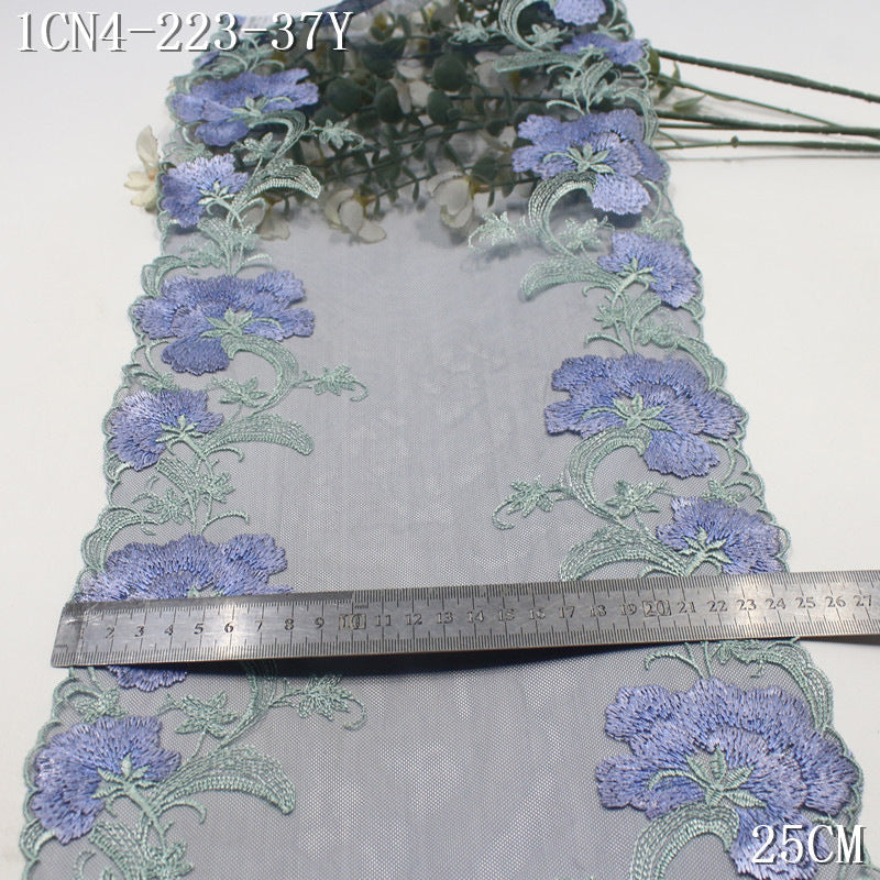 【1Pack】-Freedombeauty | Three-color mesh embroidery lace high-end elegant bilateral exquisite flower 26cm underwear clothing DIY accessories