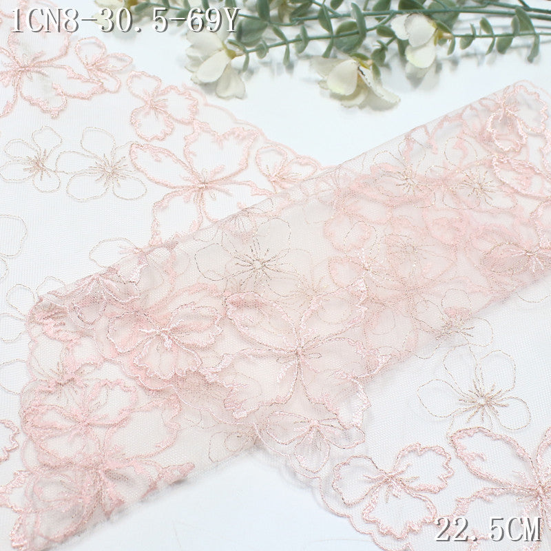 FREEDOMBEAUTY | [1Pack] Simple and beautiful silver thread flower light mesh embroidery lace, wedding dress decorative lace accessories DIY
