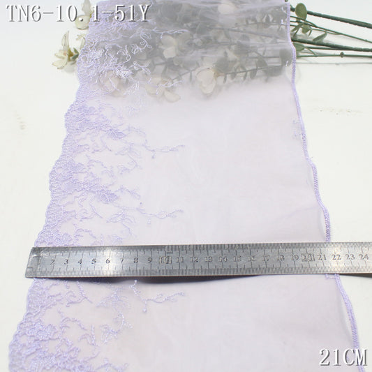 FREEDOMBEAUTY | Solid color mesh yarn simple embroidery lace tracing pattern, skirt decoration clothing handmade lace accessories