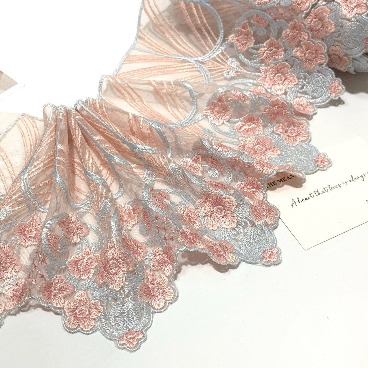 FREEDOMBEAUTY | Spot light pink blue antique soft home textile embroidered mesh lace accessories decorative DIY