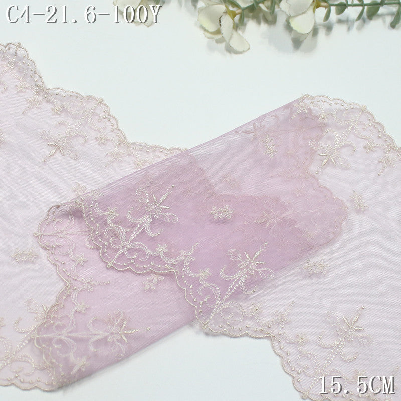 FREEDOMBEAUTY | Color mesh embroidery lace bilateral French pattern, Lolita skirt children's lace accessories