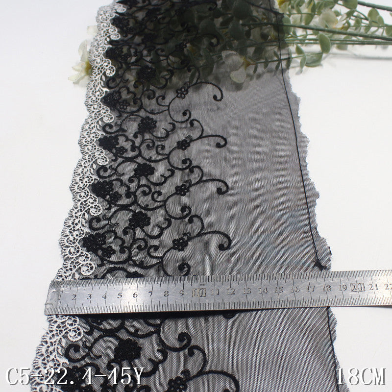 FREEDOMBEAUTY | Black and white French retro pattern mesh embroidery lace 24cm dress neckline lace accessories