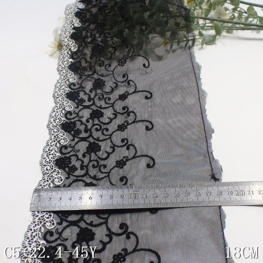 FREEDOMBEAUTY | Black and white French retro pattern mesh embroidery lace 24cm dress neckline lace accessories