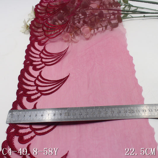 FREEDOMBEAUTY | Purple and red modern wing pattern mesh embroidery lace, clothing edge curtain lace accessories