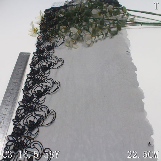FREEDOMBEAUTY | [1pack] Classic black mesh embroidery lace water-soluble texture pattern 22.5cm clothing underwear DIY accessories