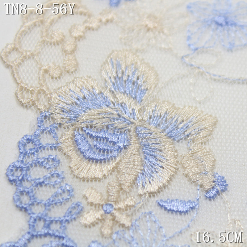 【1Pack】-Freedombeauty | Fresh and dreamy purple and yellow color matching flower white mesh embroidery lace 16.5cm clothing skirt accessories