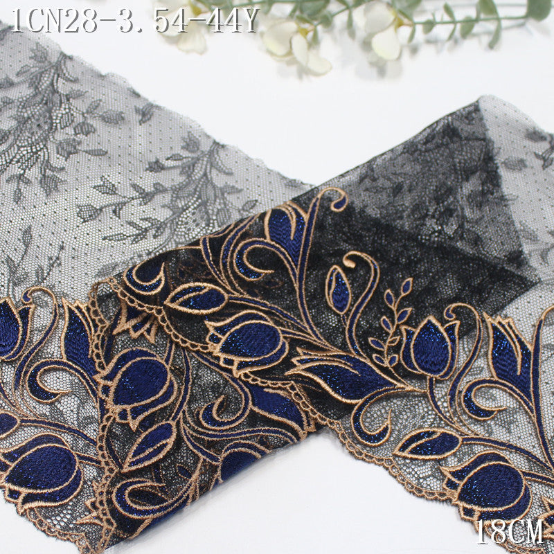 FREEDOMBEAUTY | [1Pack] Luxury light lace mesh silver thread bud embroidery lace, classical dress skirt trim accessories DIY