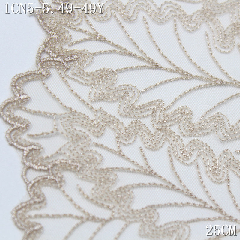 FREEDOMBEAUTY | [1pack] Double-row leaf pattern two-color mesh embroidery lace, exquisite clothing underwear dressing lace accessories