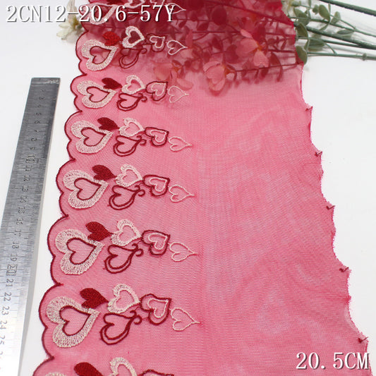 FREEDOMBEAUTY | [1Pack] Christmas love pattern holiday dress embroidery lace, rose red lace lace clothing accessories