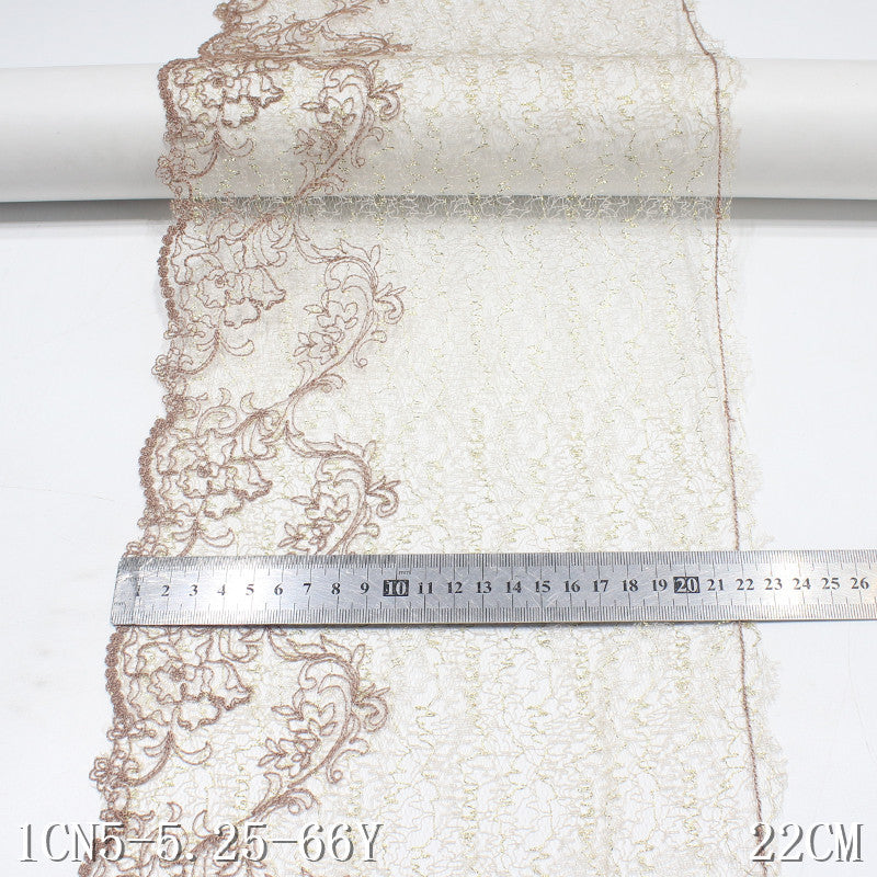 FREEDOMBEAUTY | Spot three-color lace mesh embroidery lace simple gold thread pattern 22cm clothing home textile lace accessories