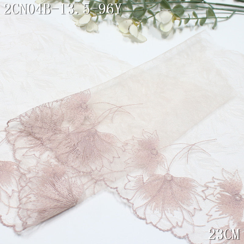 FREEDOMBEAUTY | Fresh naked pink dandelion light mesh embroidery lace, girl skirt decoration handmade dress accessories